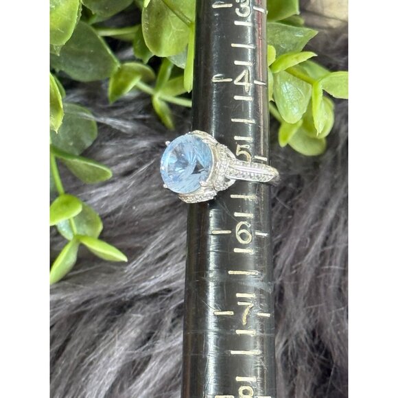 Silver 925 Blue Stone with Cz Ring - Picture 12 of 12